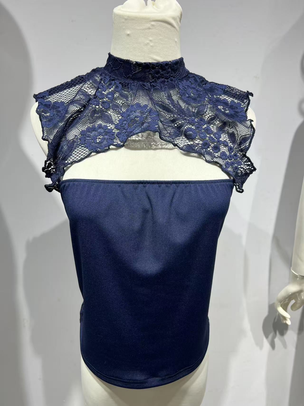 Spring Mature Intellectual Solid Color Jacquard Lace Chest Slimming Small Vest/suspenders/tube Top
