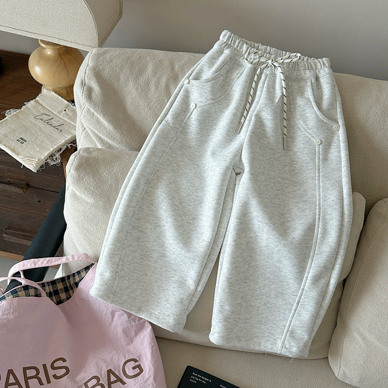 Children's Xie Clothing Autumn Straight Ankle Tied Casual Matchet Children's Pants