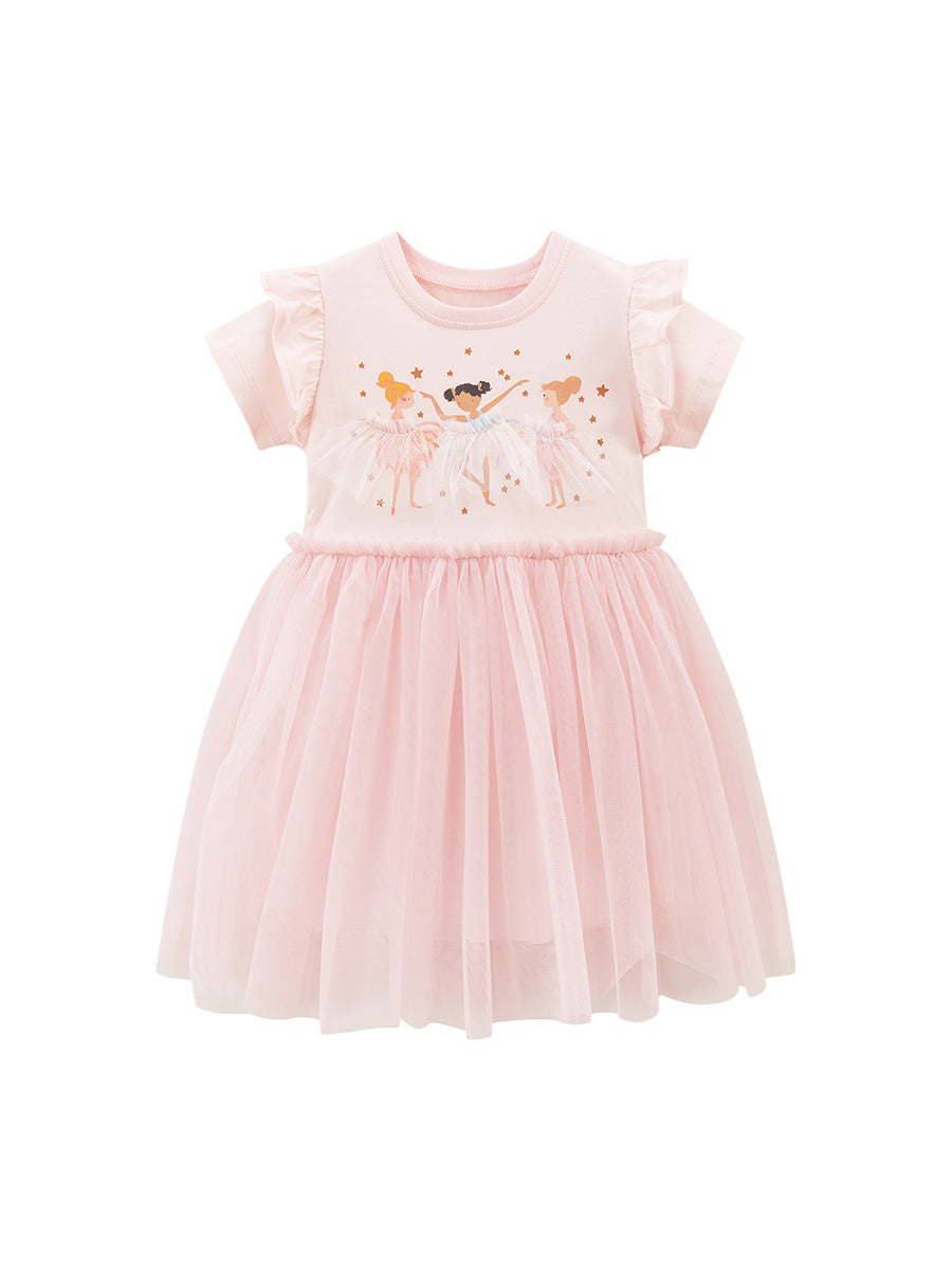 Children's Mesh Princess Summer Cartoon Skirts Short-sleeved Children's Dress