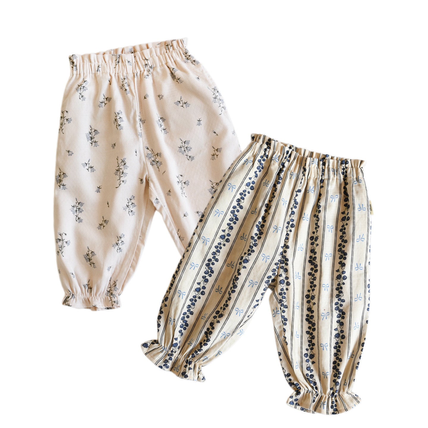 Striped Floral Bloomers Cotton Yarn Loose Trousers Home Can Be Children's Pants