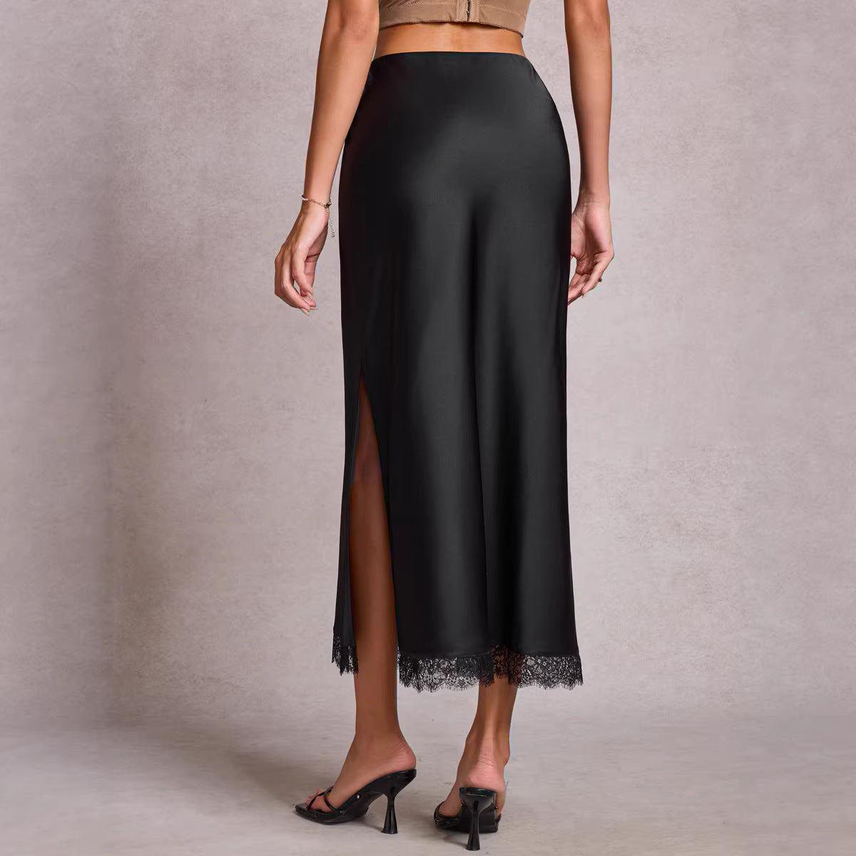 Women's Lace Split High Waist Elastic Sexy Sheath Skirt
