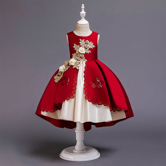 Children's Full Flower Princess Puffy Performance Wear Children's Dress