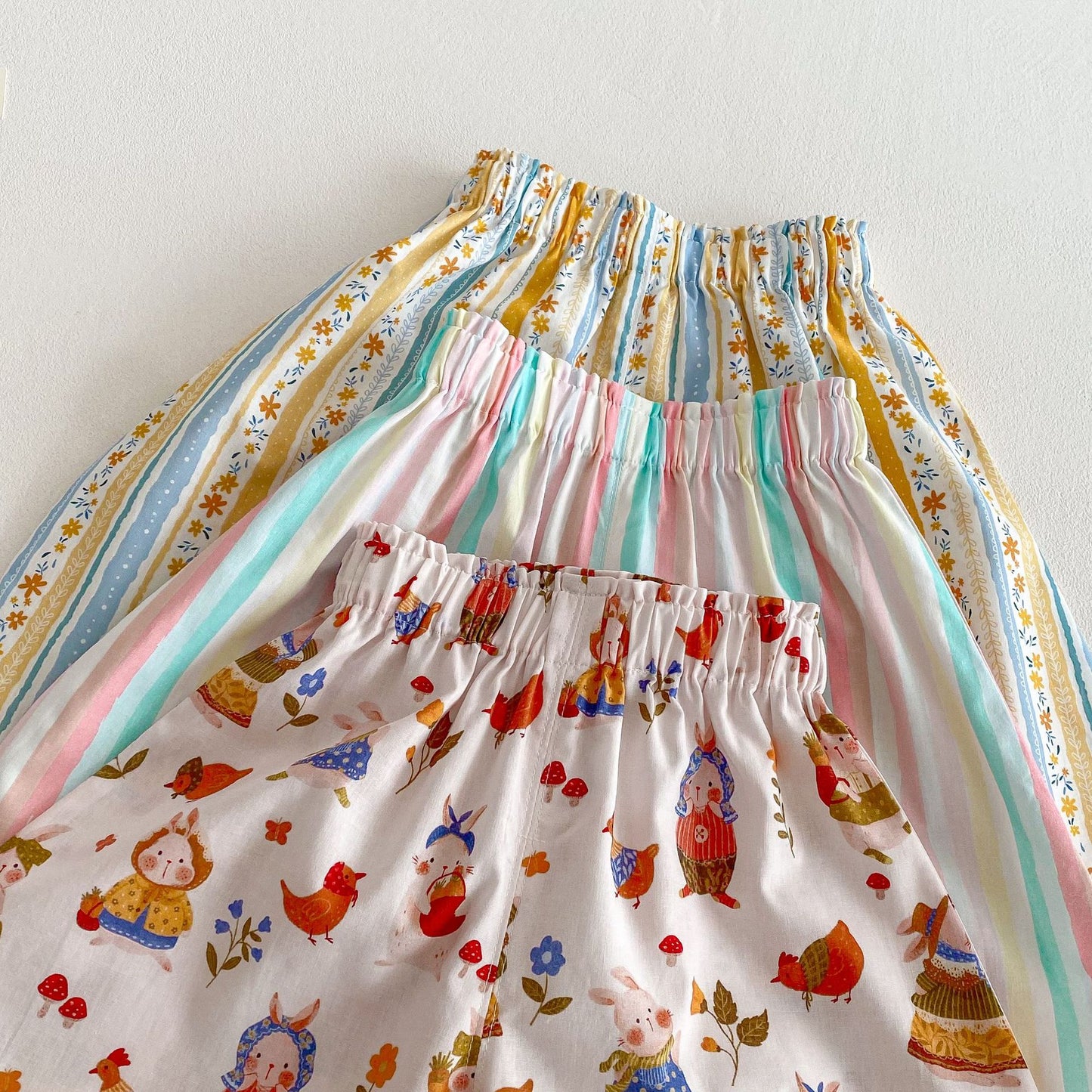 Children's Right Summer Western Style Striped Floral Children's Pants