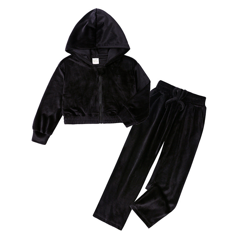 Sports Cap Gold Veet Casual Sweatshirt Two-piece Children's Suit