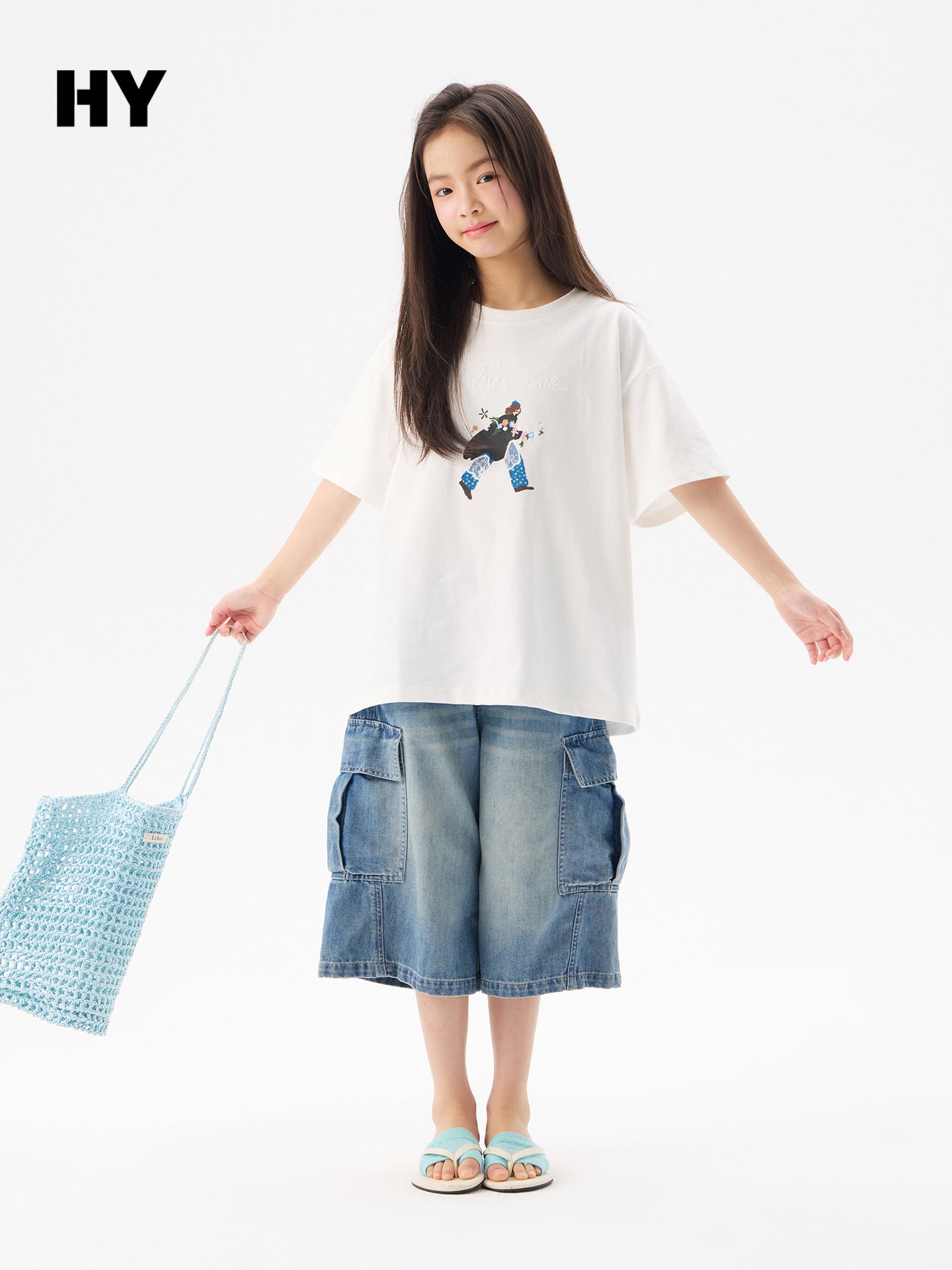 Children's Short-sleeved Summer Middle Cotton Shirt Thin Children's T-shirt
