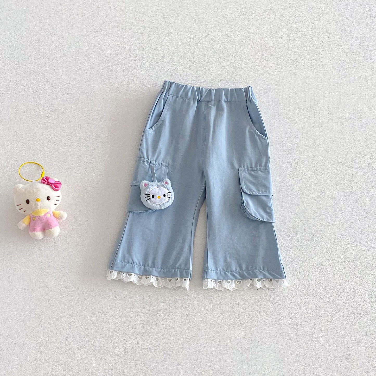 Bell-bottom Spring Super Cute Lace Casual Children's Pants