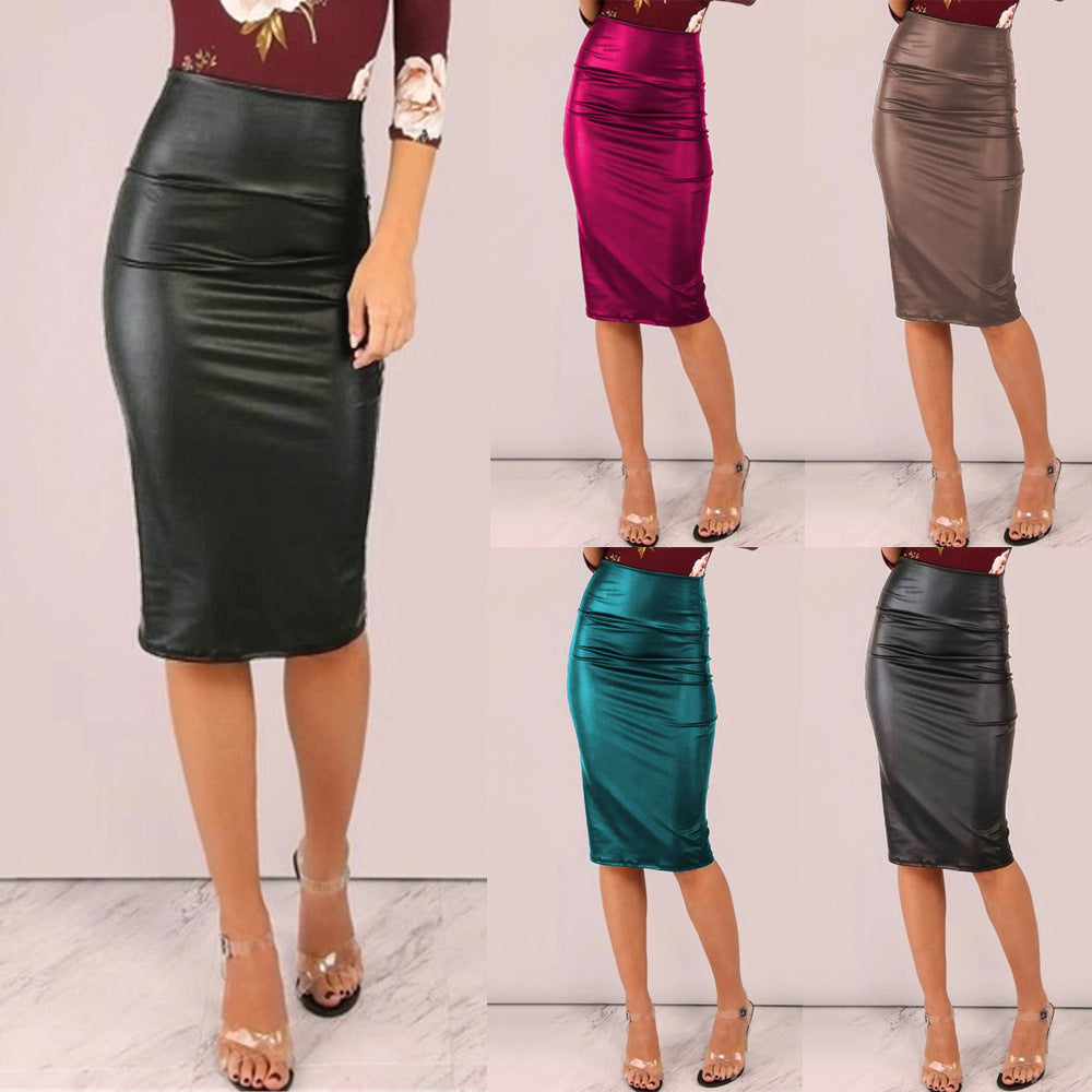 Women's Faux Leather Hip Sexy High Waist Skirts