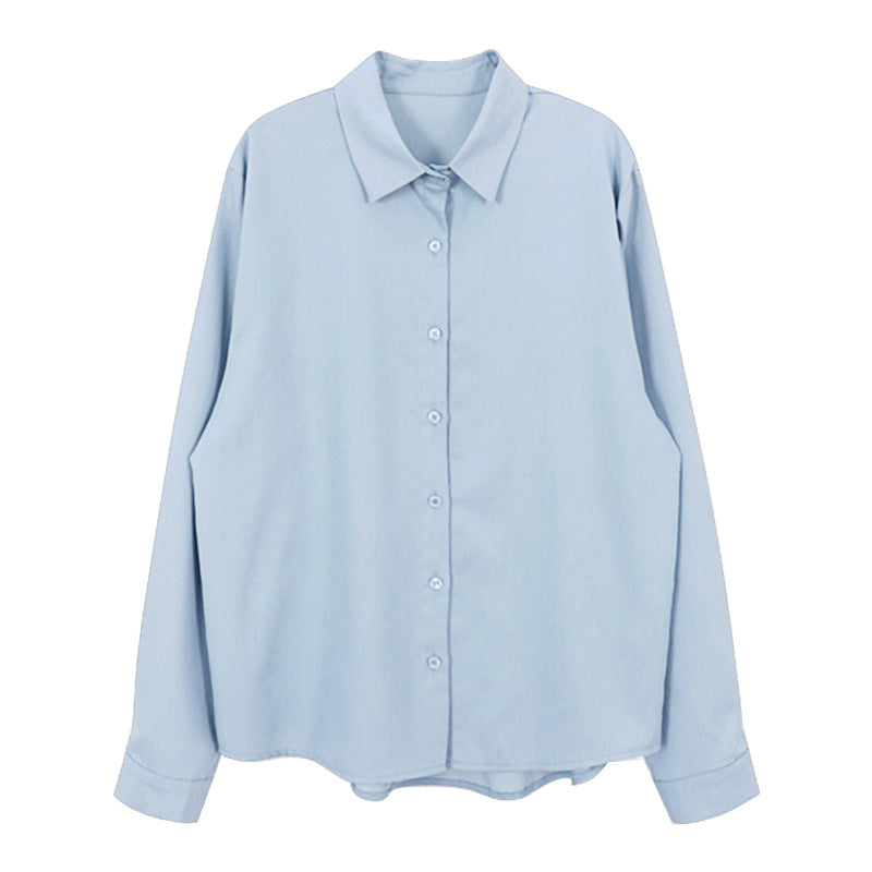Women's Niche Shirt Retro Style Long Sleeve Solid Color Tops