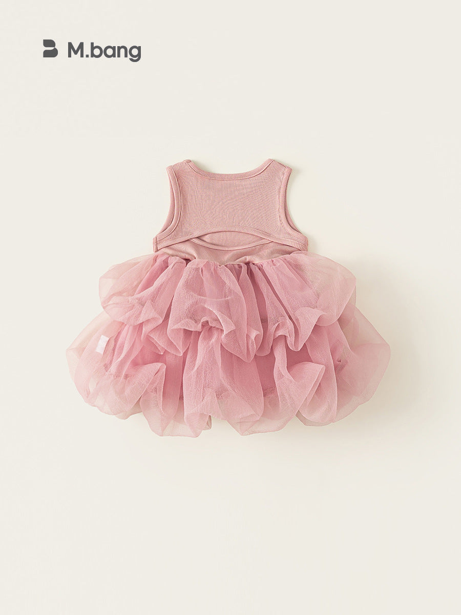 Children's Western Style Sleeveless Gown Simple Letter Skirt Performance Wear Children's Dress