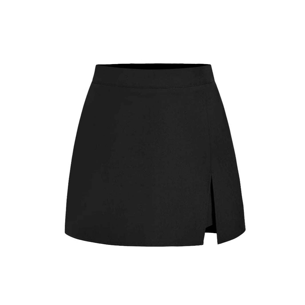 Women's High Waist Slit Quality Stretch Zipper Skirt