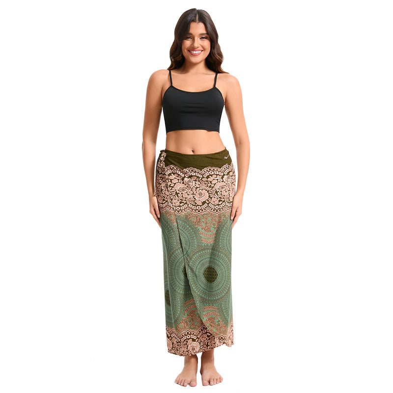 One-piece Casual Sarong Vacation Style Flower Beach Towel Slim Skirts