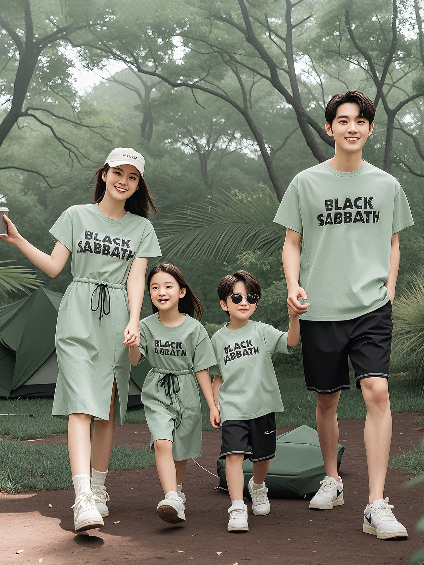 Children's T-shirt Class Pure Cotton Matching Dress Fashionable Short Parent-child Outfit