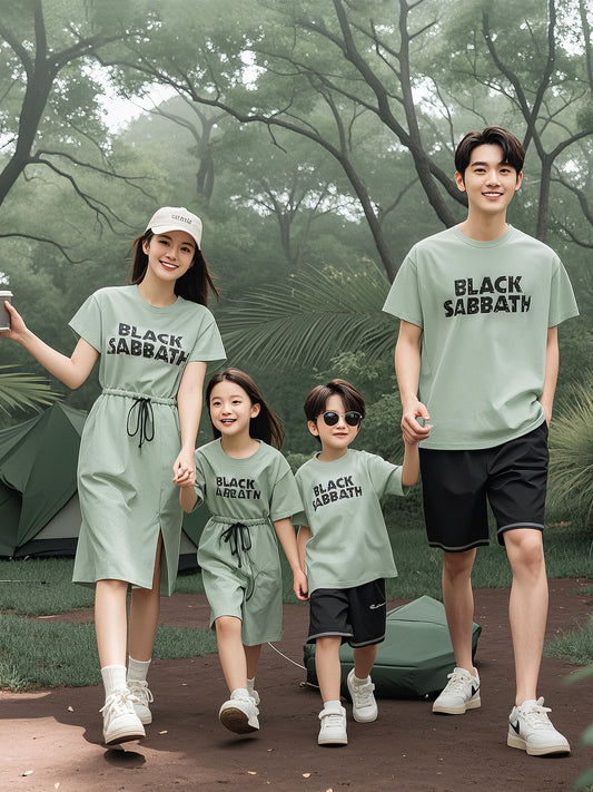 Children's T-shirt Class Pure Cotton Matching Dress Fashionable Short Parent-child Outfit