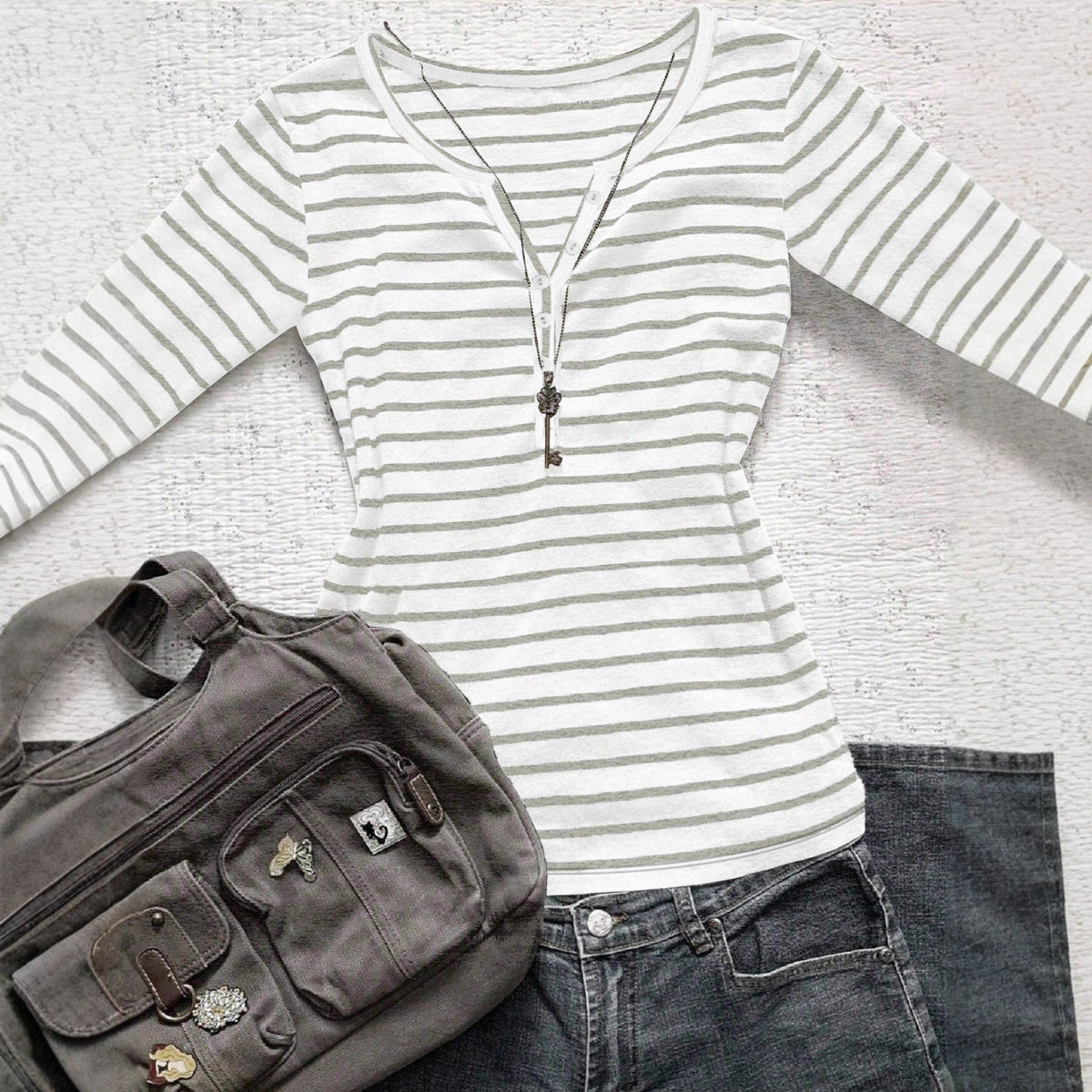 Women's Striped Long-sleeved Casual Slim Fit Slimming Korean Style Women's T-shirt