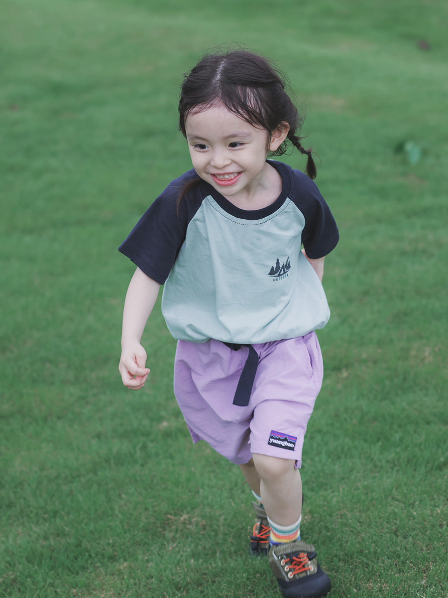 Children's Mountain Outdoor Style Raglan Sleeves Shirt Children's T-shirt
