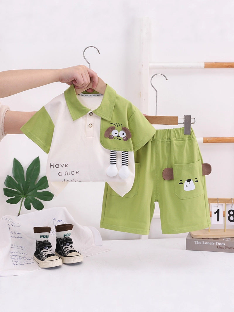 Children's Summer Cartoon Clothes For Boys Short Sleeve Two-piece Thin Children's Suit