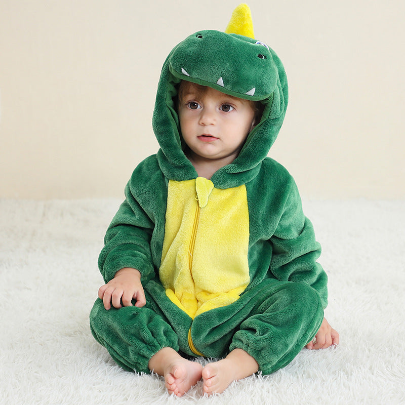 Children's Cartoon One-piece Pajama Animal Flannel Romper Jumpsuit, Climbing Suit