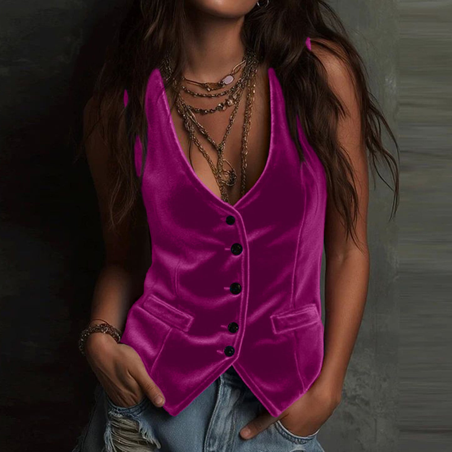 Popular Pretty Women's Button Sexy Sleeveless Small Vest/suspenders/tube Top