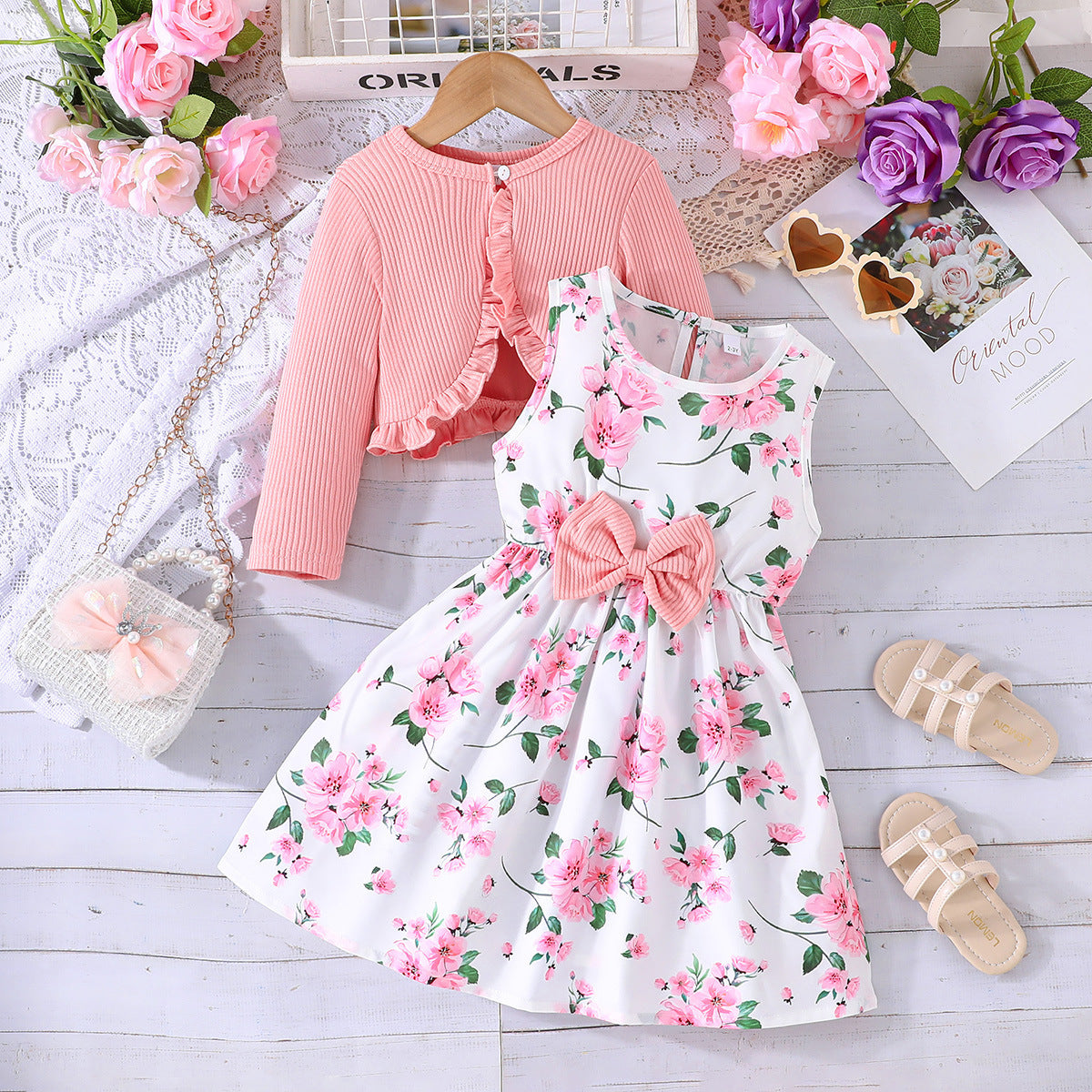 Children's Colorful Suspender Skirt Solid Color Coat Fashionable Lady Children's Dress