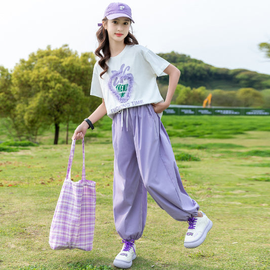 Children's Middle Large Summer Clothes Trendy Short Children's Suit