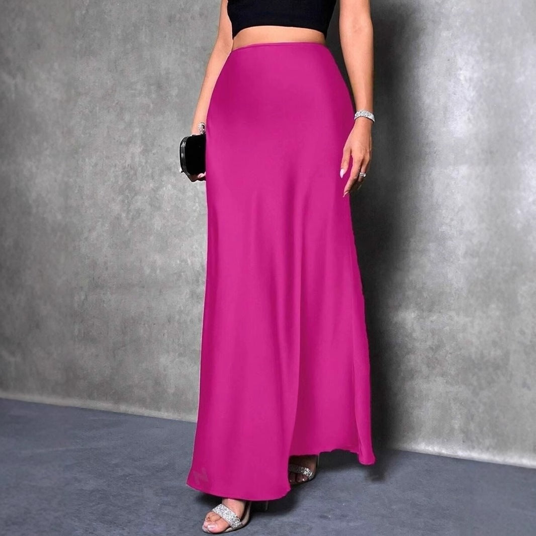 Women's Simple Artificial Silk Summer Dress Hip Skirt