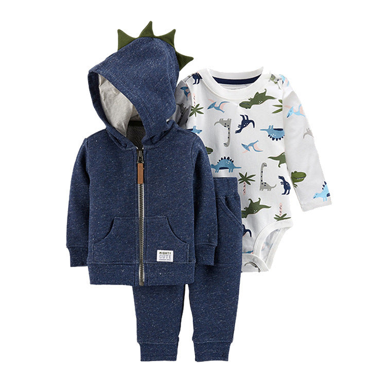 Women's & Men's Clothing Sweater Jacket Hooded Long-sleeved Romper Three-piece Children's Suit