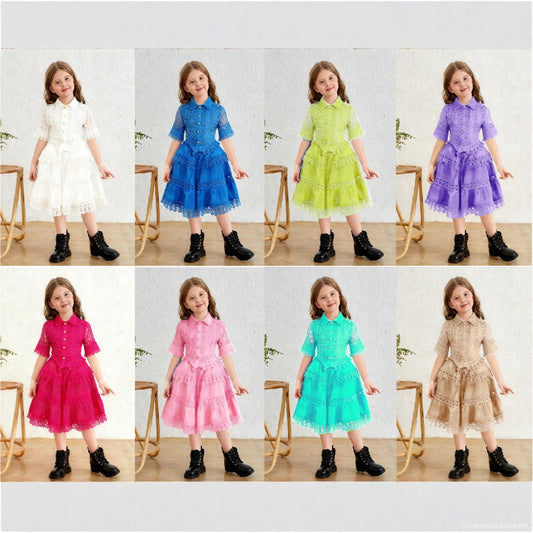Elegant Short-sleeved Shirt Skirt Fashion Suit Children's Dress