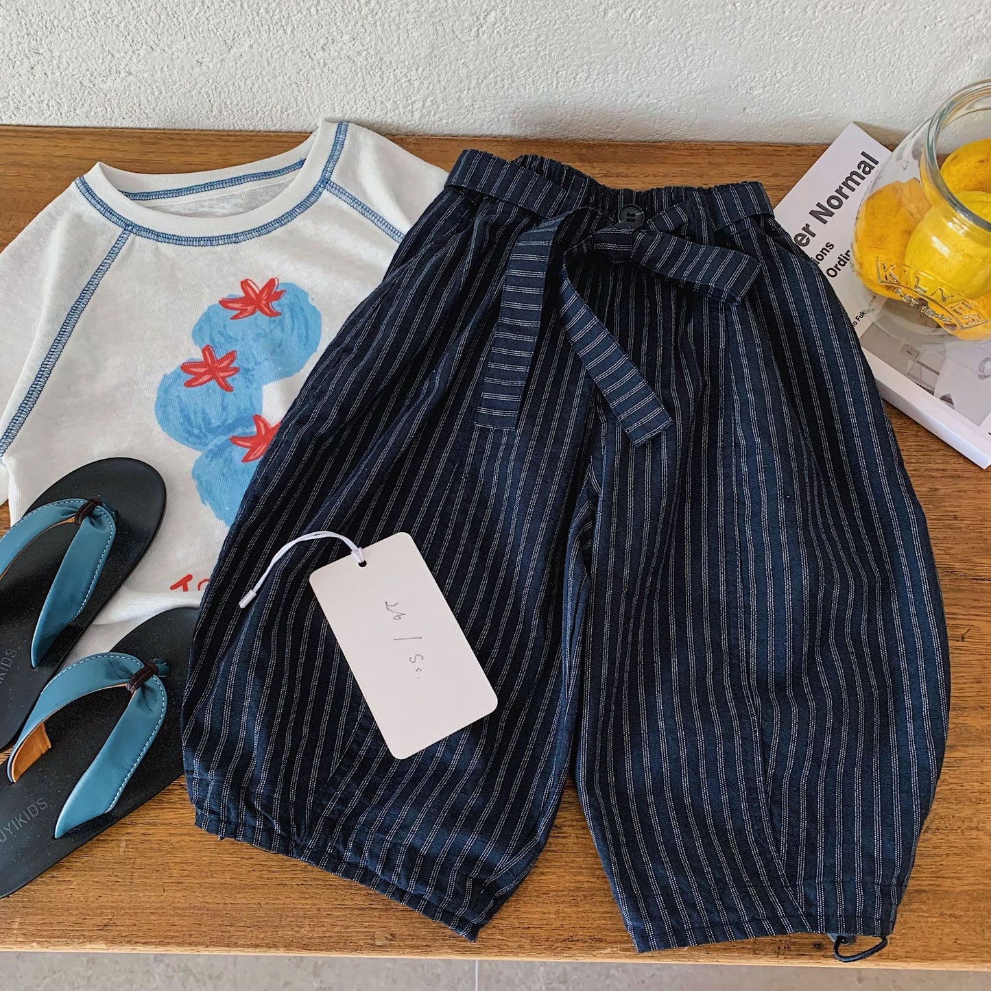 Children's Boy Summer Retro Vertical Stripe Casual Loose Children's Pants