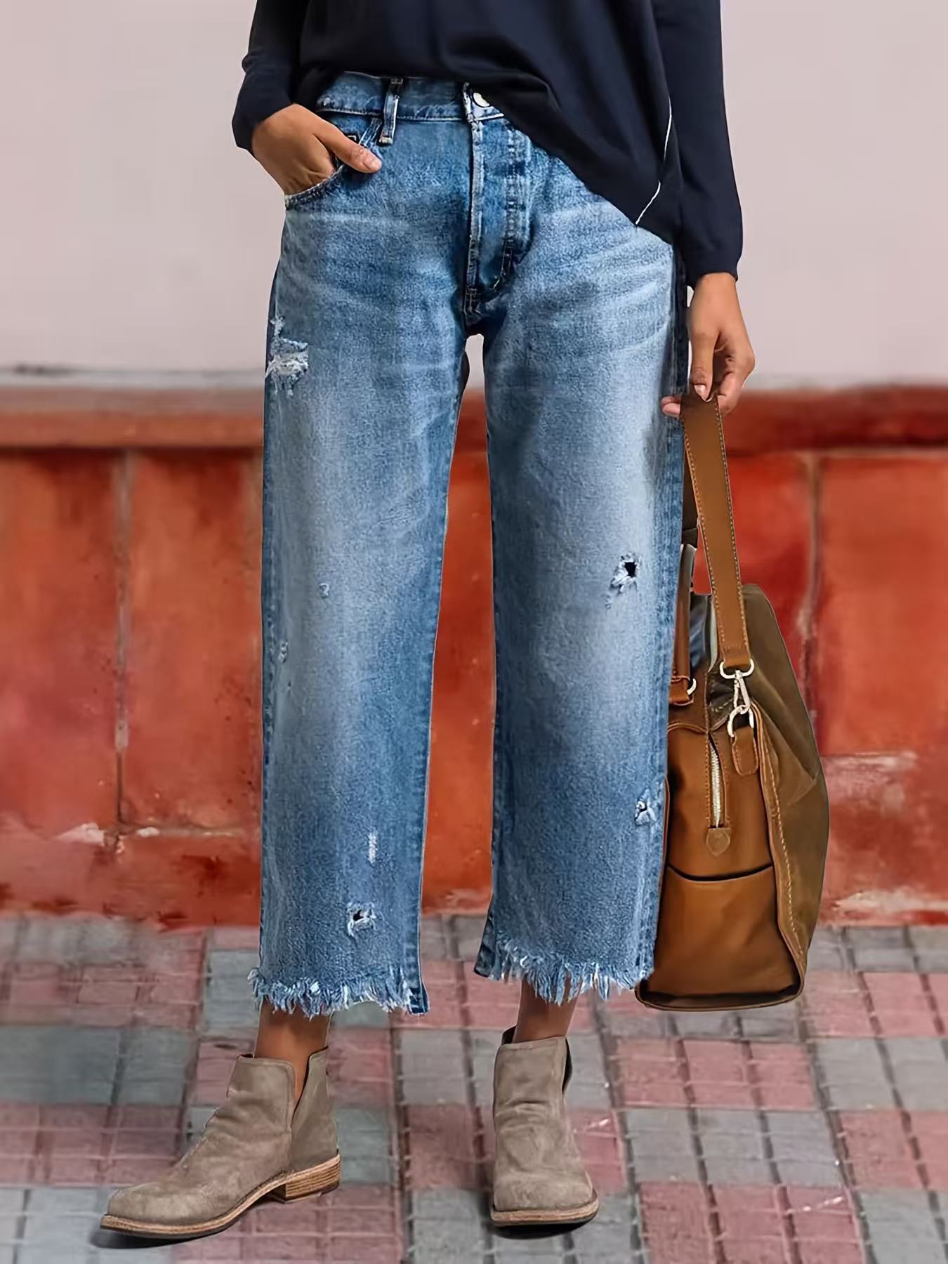 Charming Unique Beautiful Women's Ripped Straight Women's Jeans