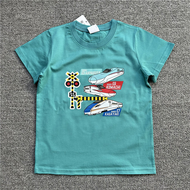 Children's Single Tram Series Short-sleeved Clothing Children's T-shirt