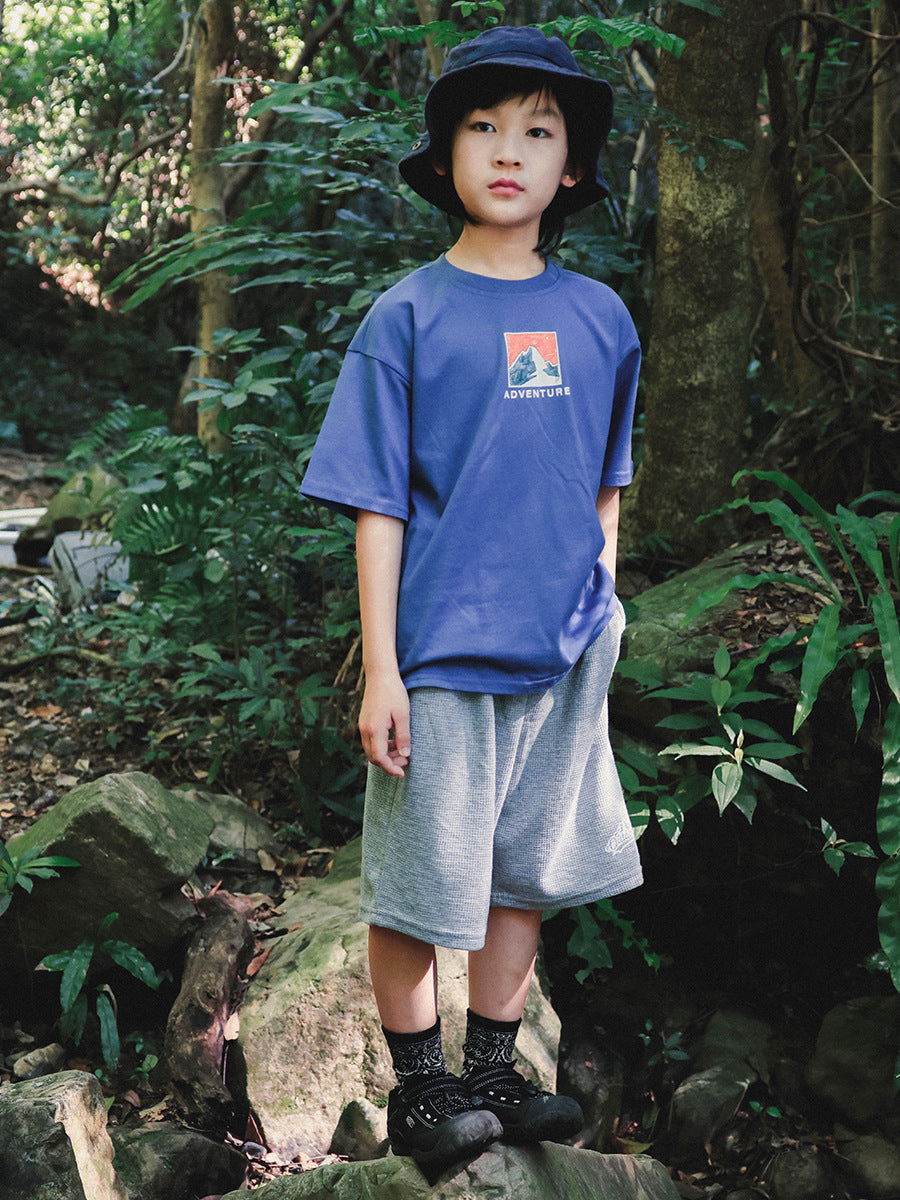 Men's & Children's Outdoor Clothing Short-sleeved Summer Middle Big Round Neck Children's T-shirt