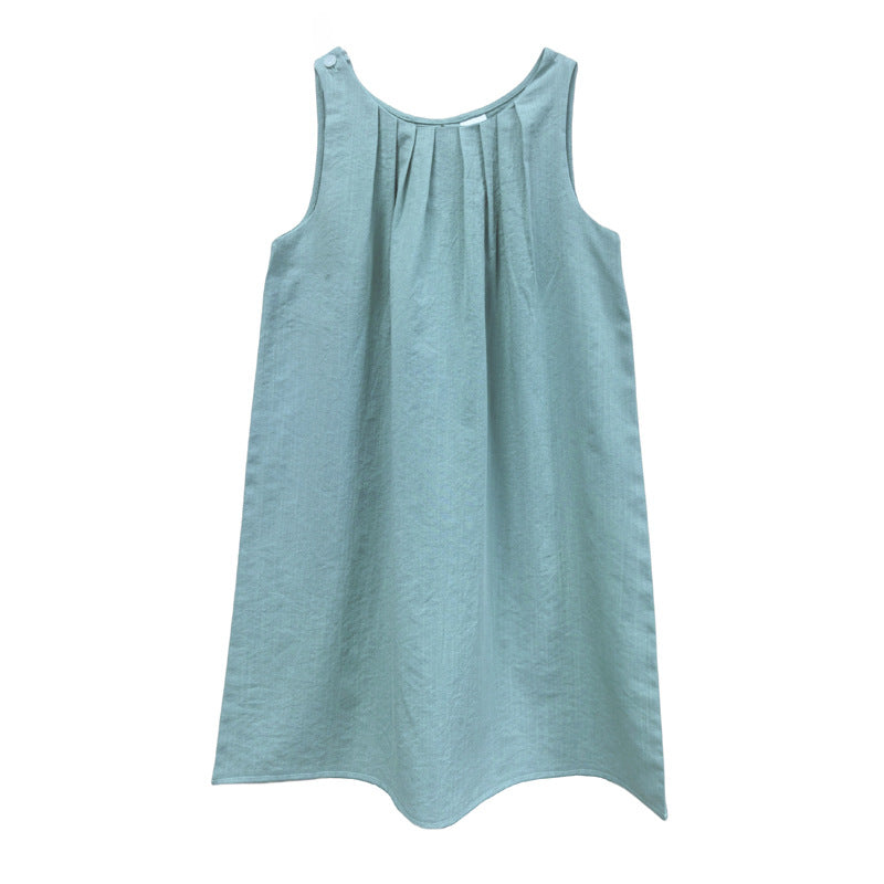 Dress French Style Mori Pleated Sleeveless Idle Loose Vest Long Parent-child Outfit
