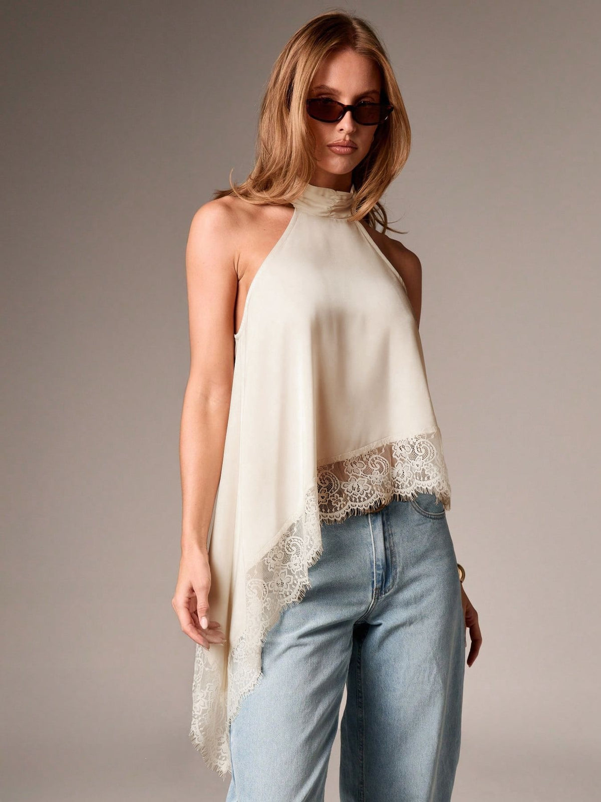 Women's Fashion Sleeveless Satin Strap Stitching Lace Trim Small Vest/suspenders/tube Top