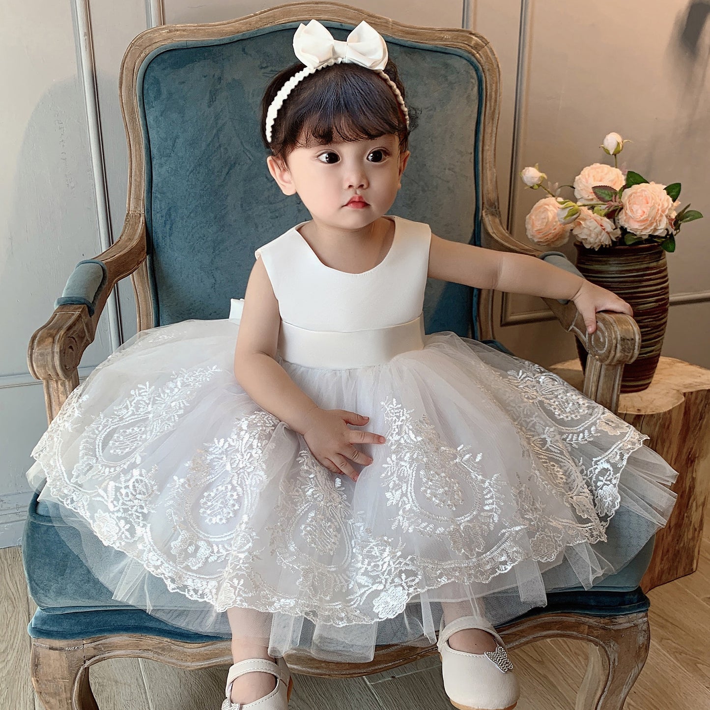 Children's Spring Wear Princess Lace Color Matching Children's Dress