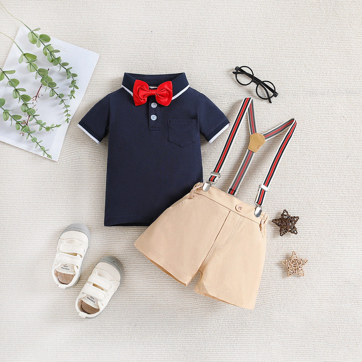 Children's Clothing Handsome Gentleman Polo Collar Top Children's Suit