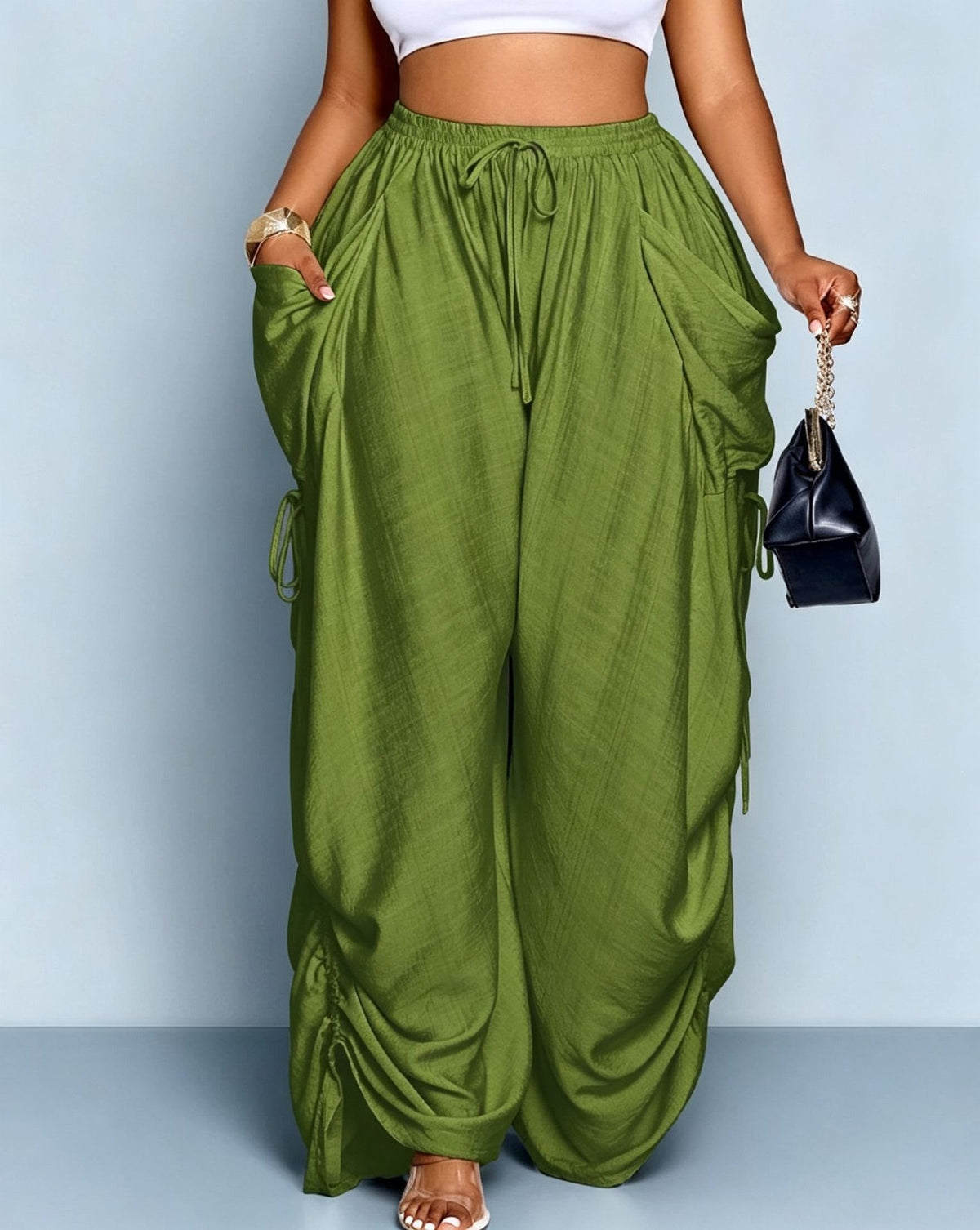 Women's Autumn High Waist Harem Cotton Linen Micro Elastic Casual Pants