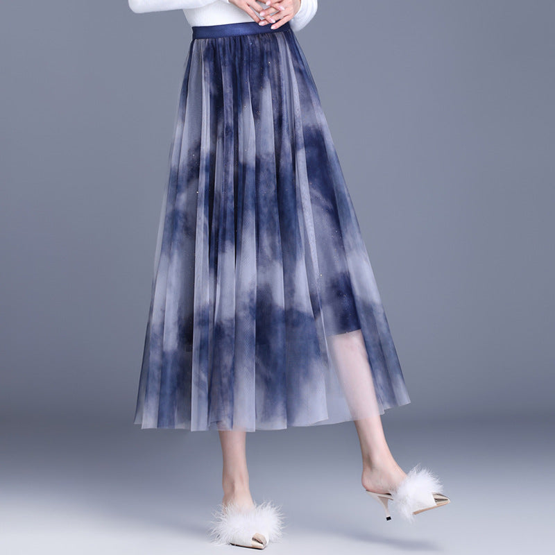 Women's Big Hem Dress Autumn Slimming High Waist Skirt