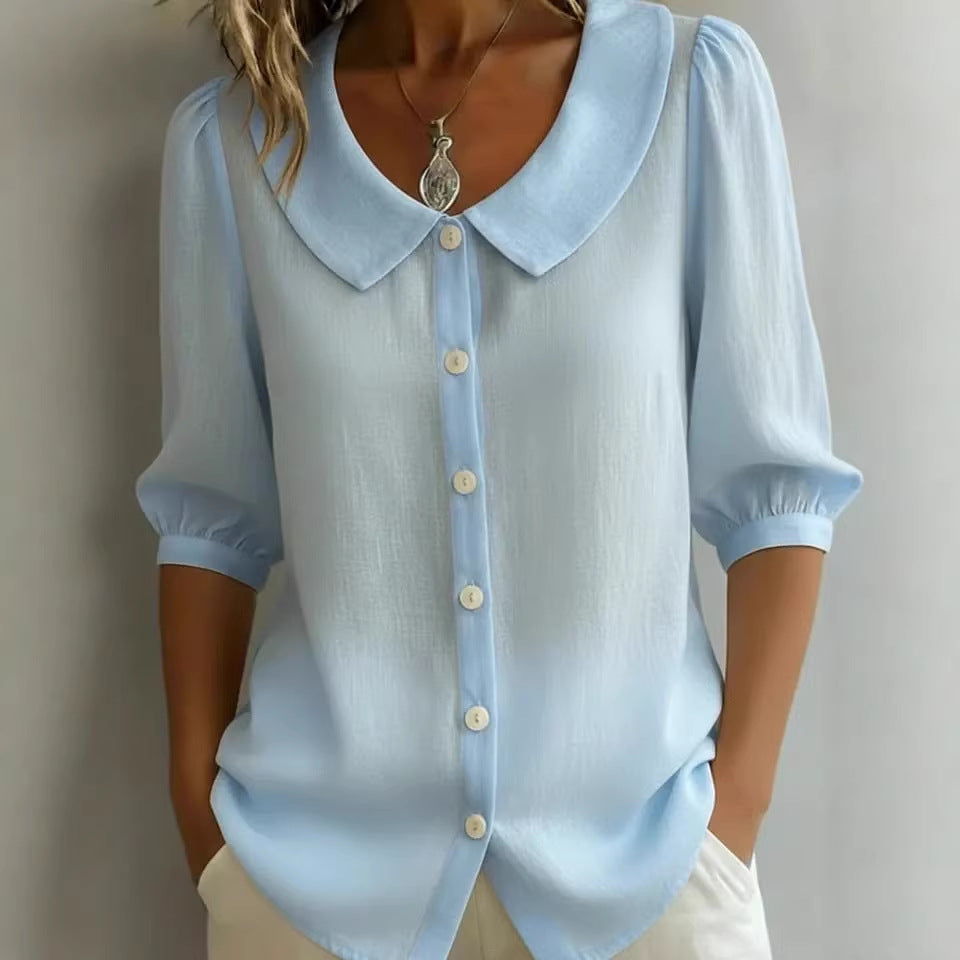 Women's Summer Solid Color Loose Sleeve Loose-fitting Tops