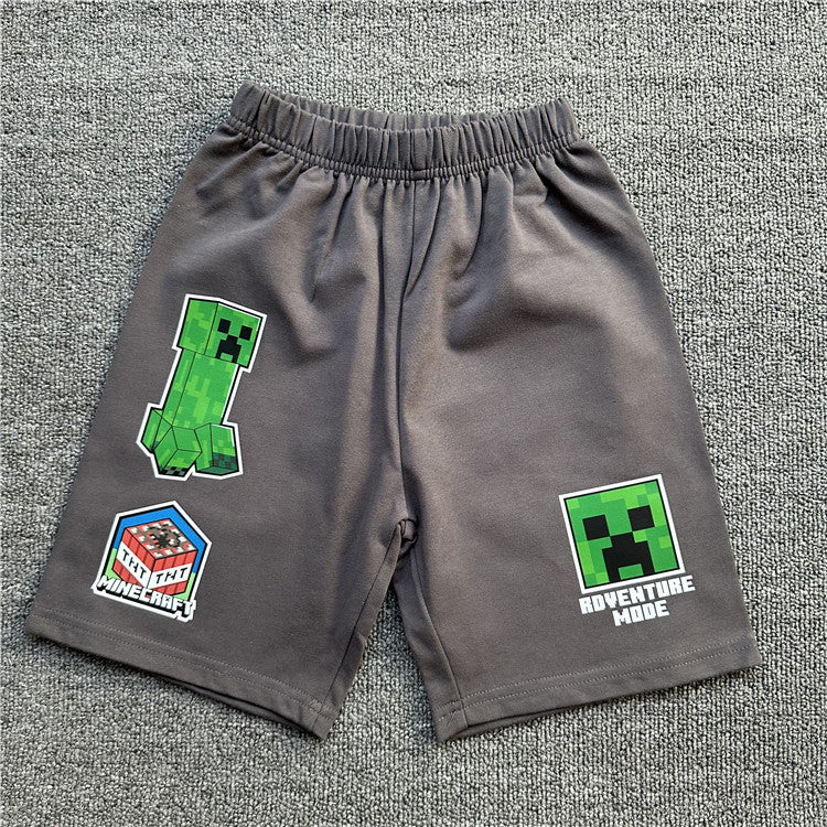 Children's Daily Order Summer My World Game Theme Short-sleeved Can Match Children's T-shirt