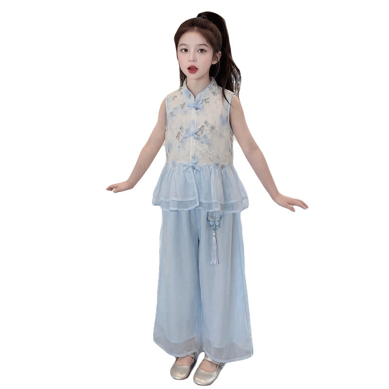 Children's Summer Fashionable Stylish National Style Two-piece Set Children's Suit