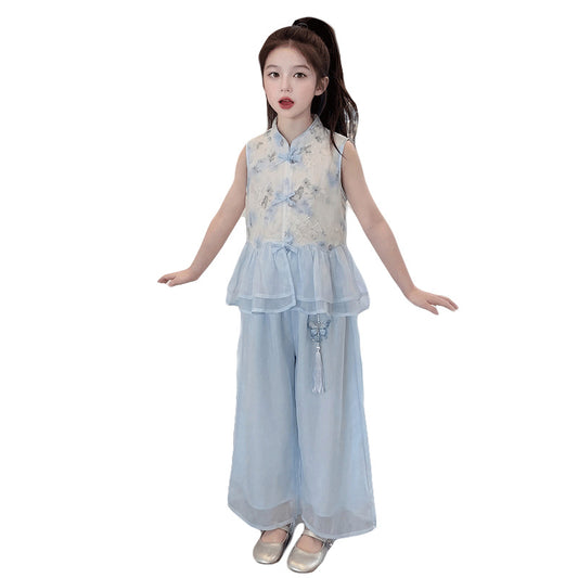 Children's Summer Fashionable Stylish National Style Two-piece Set Children's Suit