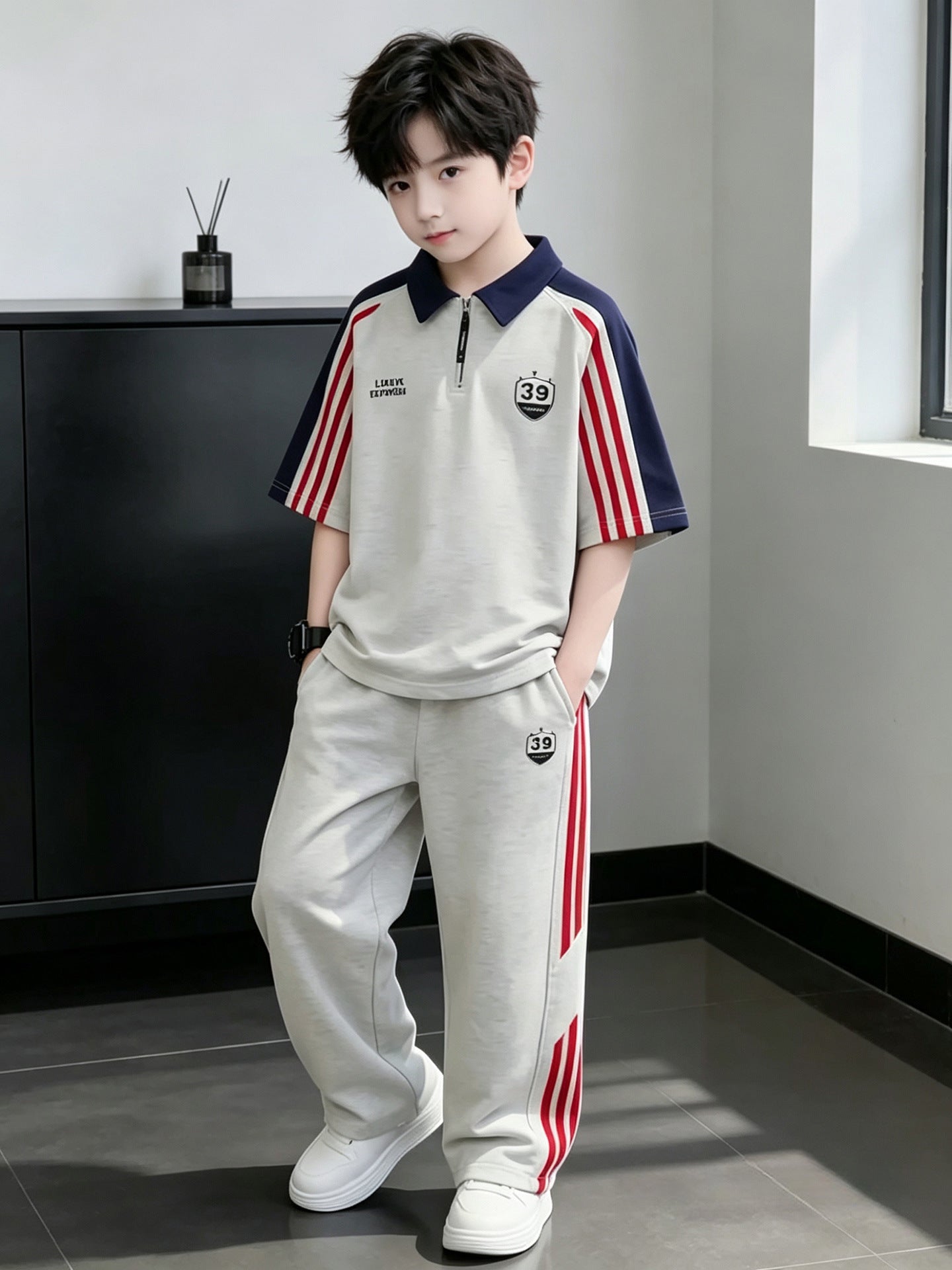 Children's Clothes Cool Handsome Fashionable Thin Big Short-sleeved Children's Suit