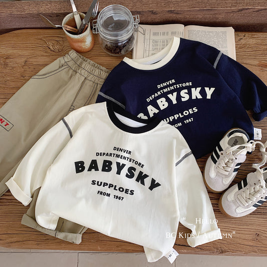 Children's Casual Bottoming Shirt Letters Printed Long-sleeved Top Children's T-shirt