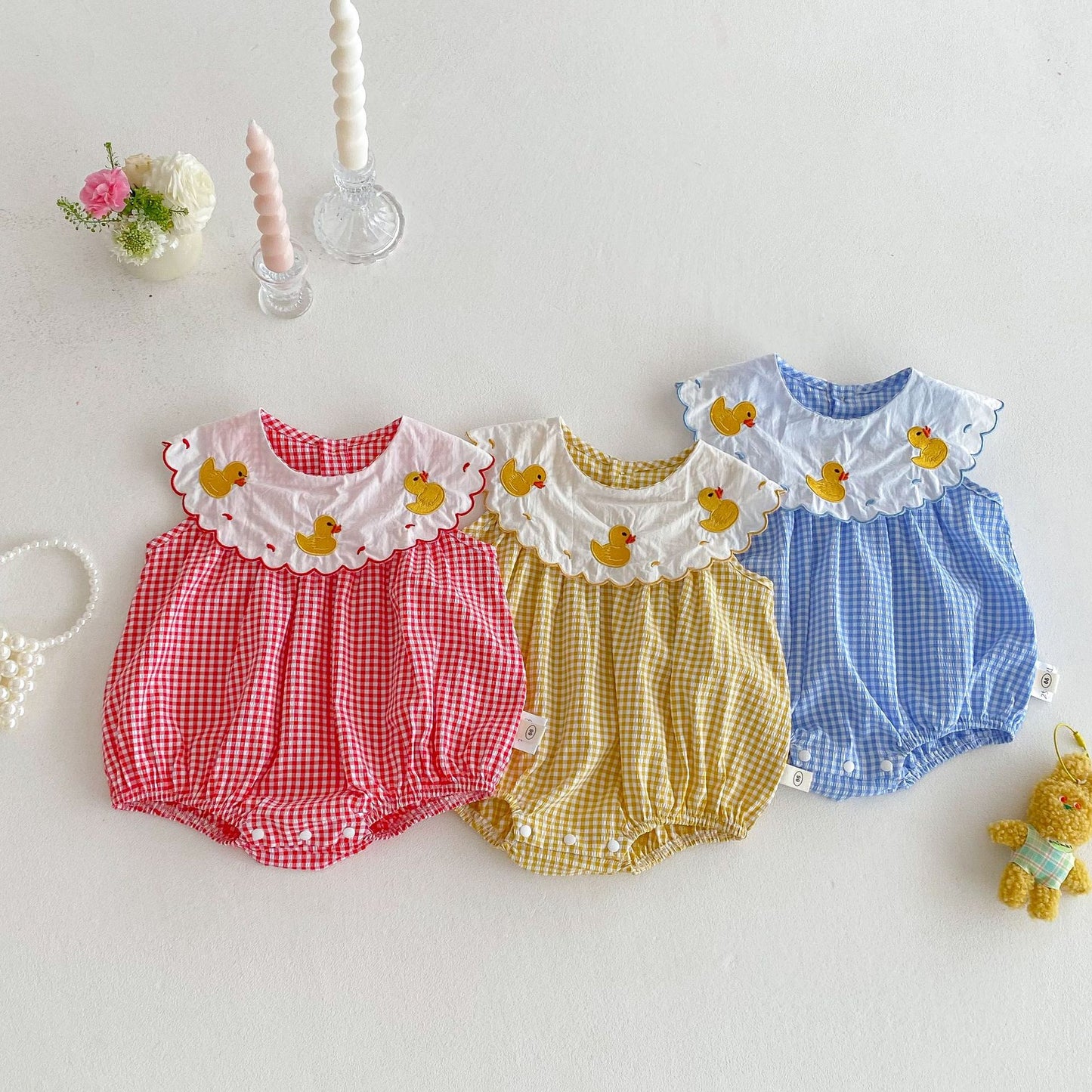 Change Duck Summer Doll Collar Romper Jumpsuit, Climbing Suit