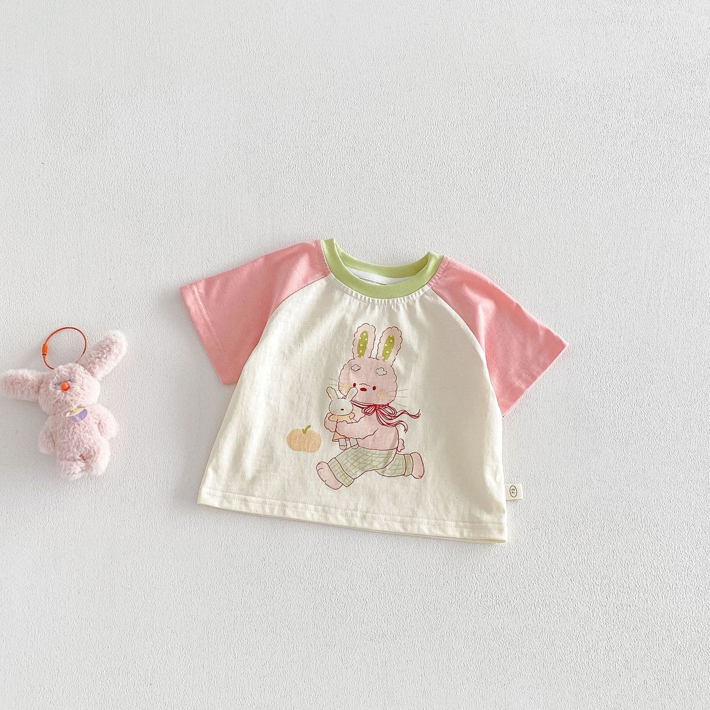 No Cartoon Summer Western Style Bunny Multicolor Printing Children's T-shirt