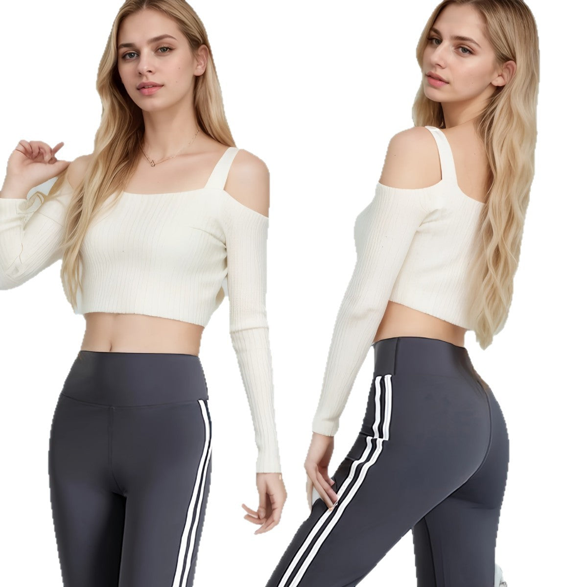 Side Double White Stripe High Waist Slimming American Casual Pants
