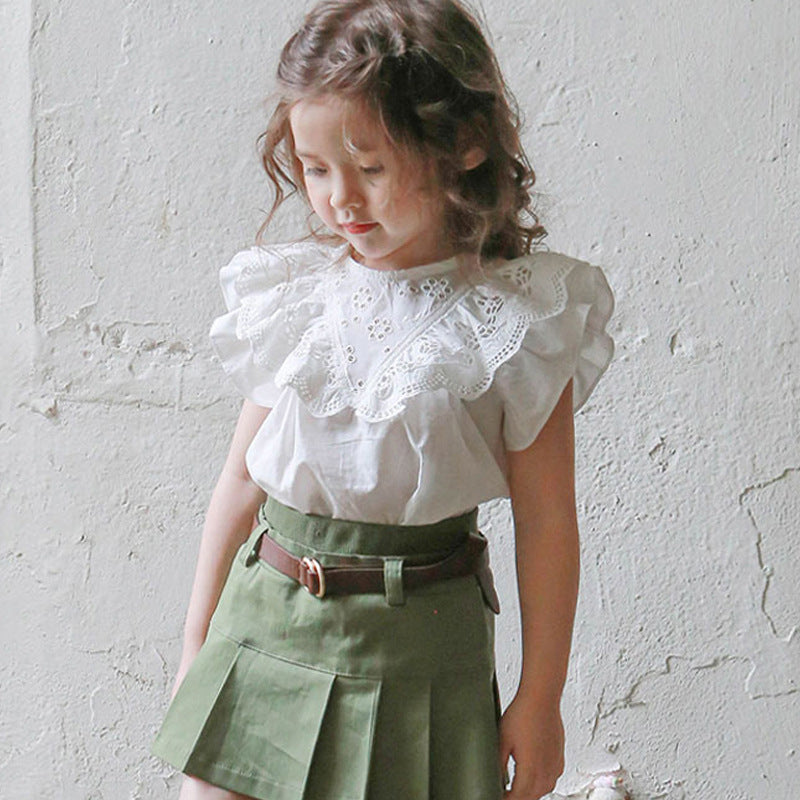 Children's Summer Strawberry Shan Clothing Ruffles Cotton Children's T-shirt