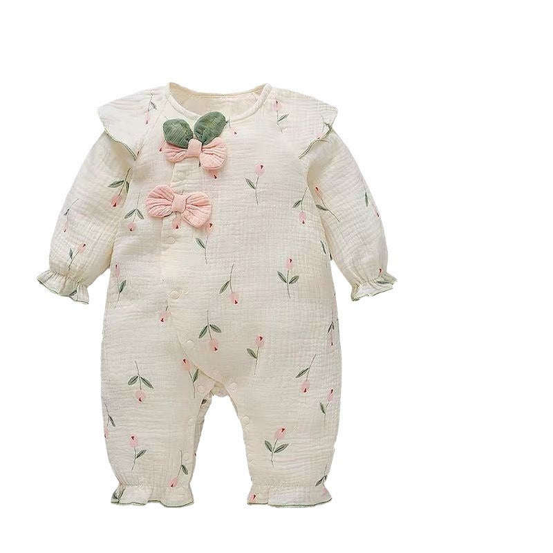 Pastoral Floral Hooded Long-sleeved Jumpsuit Super Jumpsuit, Climbing Suit