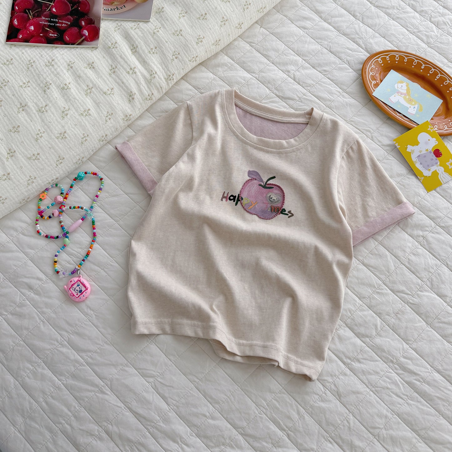 Children's Style Cartoon Embroidered Short-sleeved Tops Summer Western Children's T-shirt