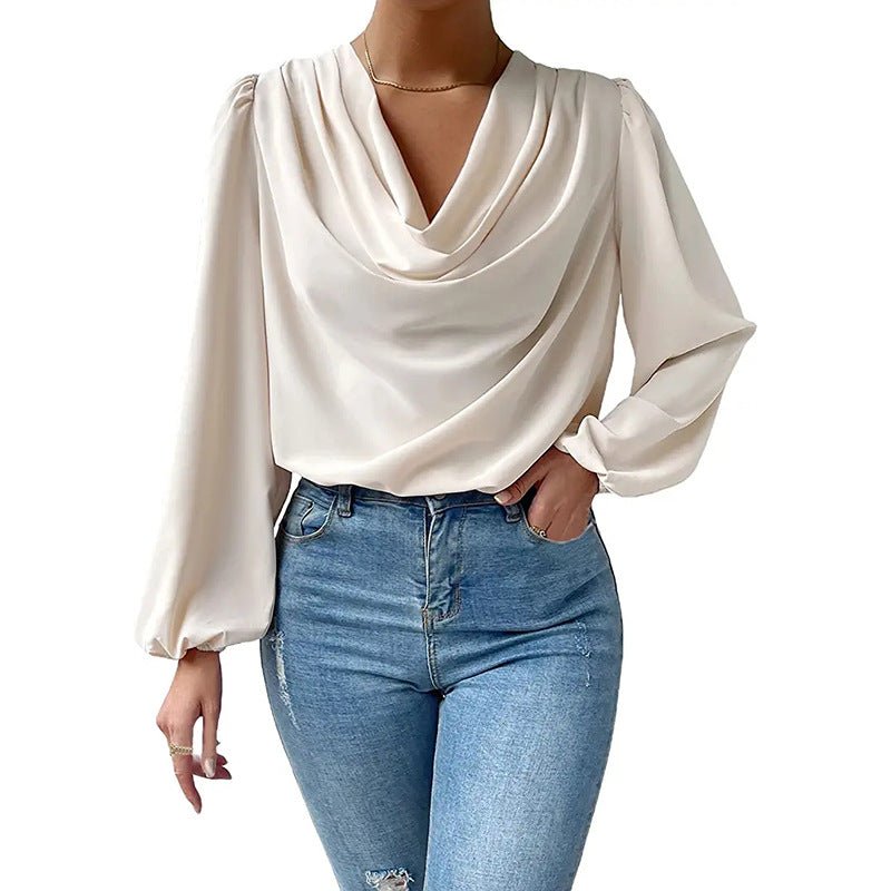 Women's Chiffon Long Sleeve Shirt Loose Pullover Casual Tops